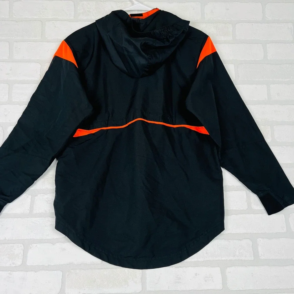Holloway Kids Black and Orange Hooded Full Zip Windbreaker Athletic Jacket XL
